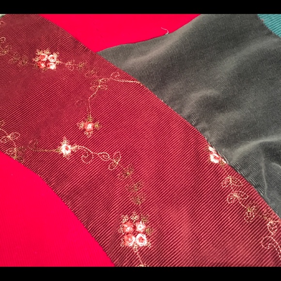 Reclaimed, recycled corduroy twirl, scalloped Boho skirt. - Picture 4 of 4